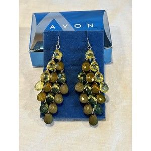 Avon 2009 Brilliant Brights Beaded Chandelier Pierced Hanging Drop Earri…